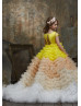 Mixed Color Beaded Satin Tulle Ruffle Flower Girl Dress